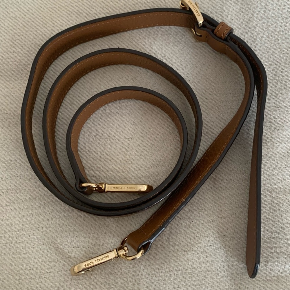 Michael Kors Crossbody Long Leather Strap for Bags 40”- 45” Adjustable Tan Brown